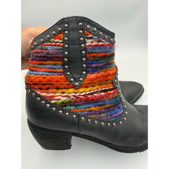 Roper Black Multicolor Woven Studded Booties 8 - Picture 6 of 9